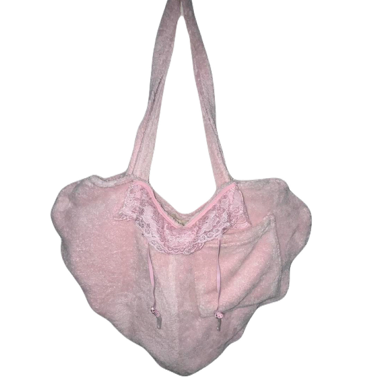 Plush heart tote bag