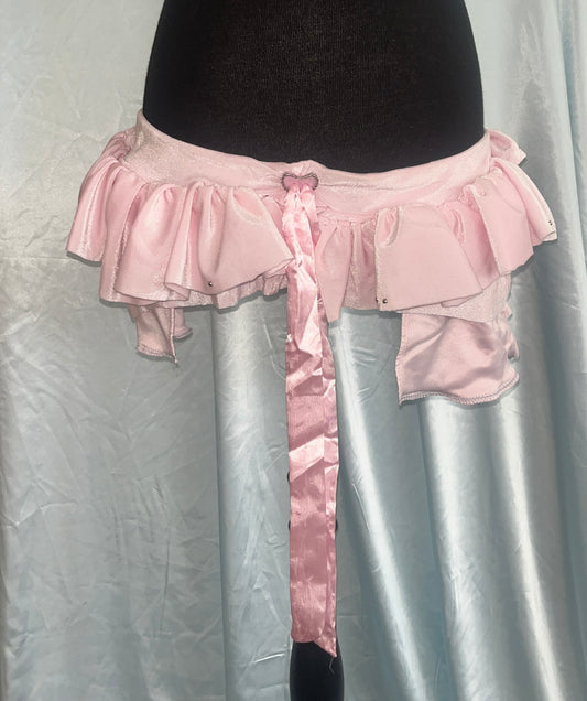 Pink ruffle mini skirt