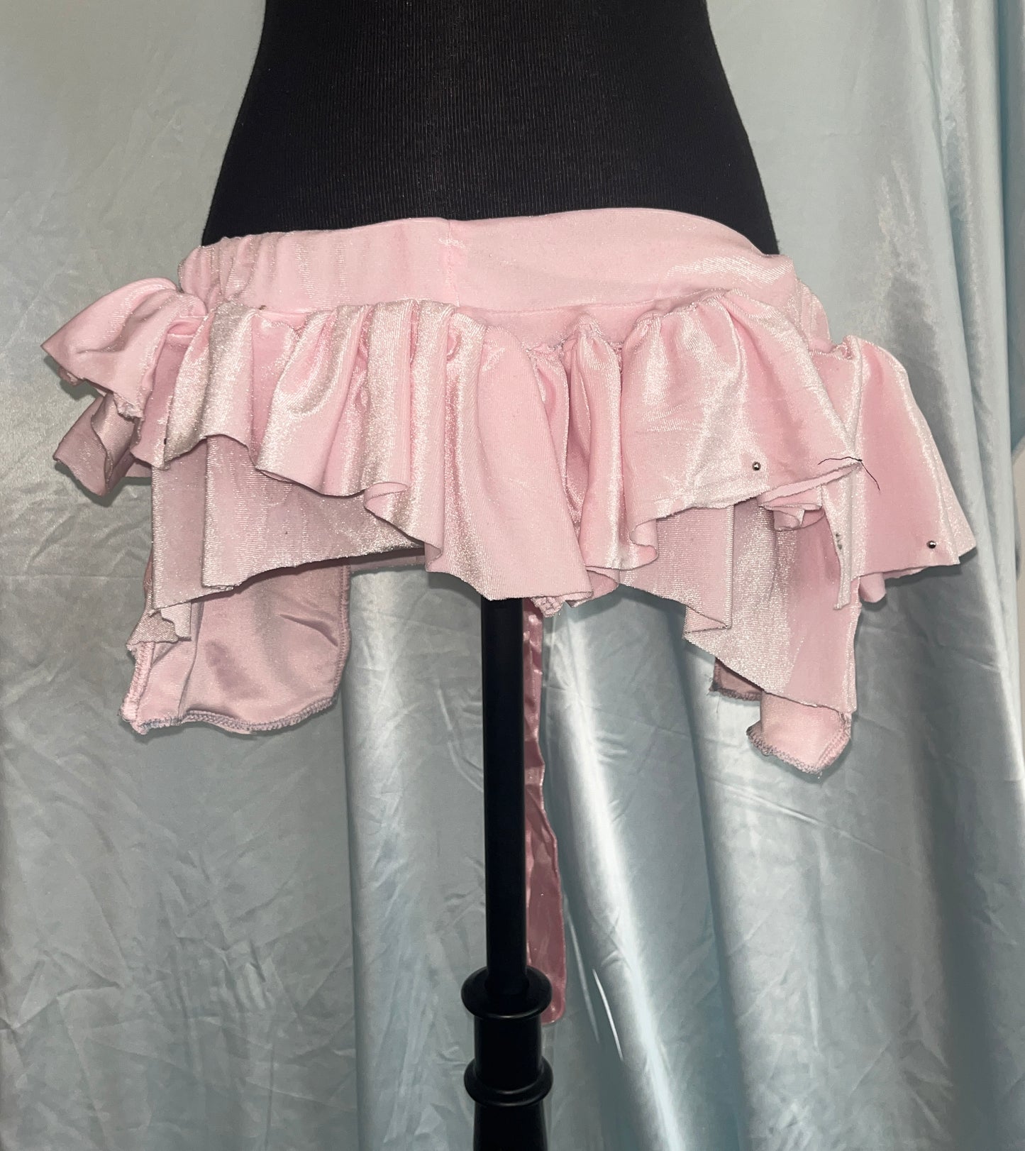 Pink ruffle mini skirt