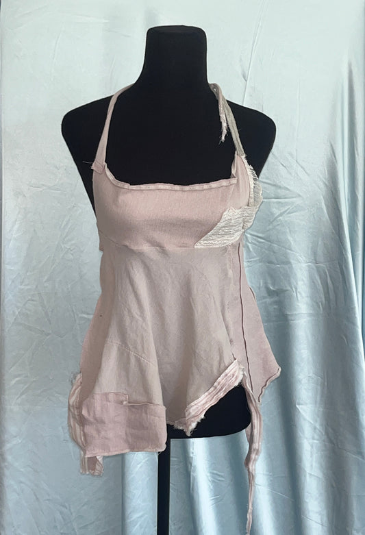 Asymmetrical dusty pink halter