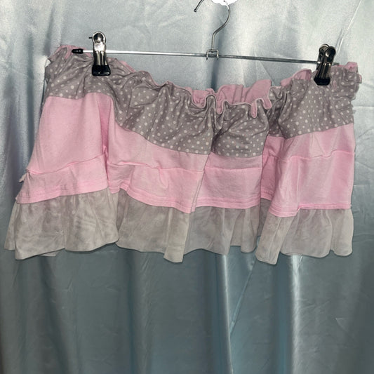 Pink + grey mini skirt